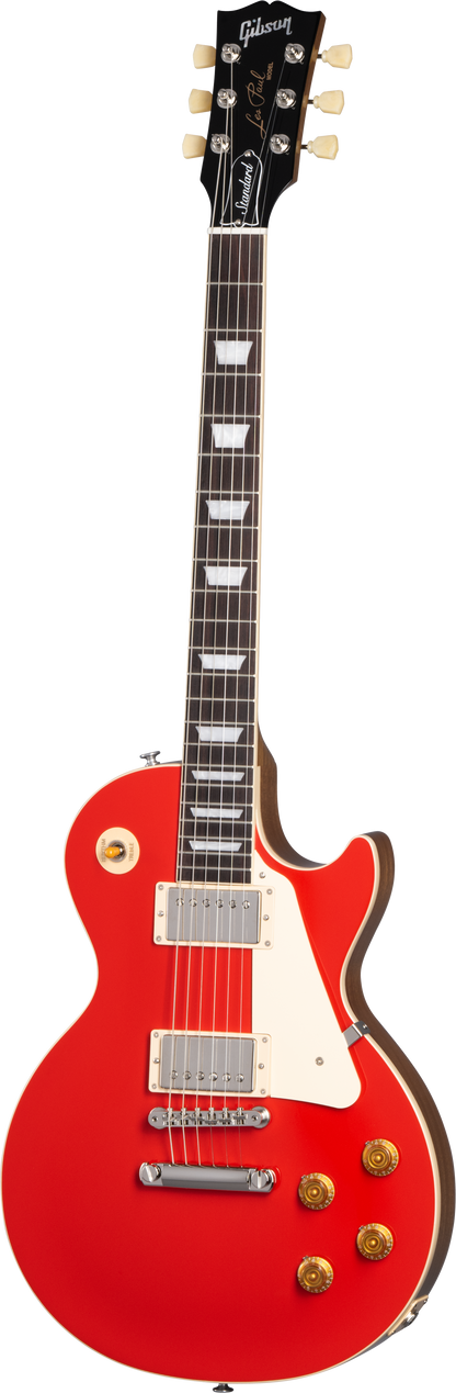 Full frontal of Gibson Les Paul Standard 50s Plain Top Cardinal Red Top.