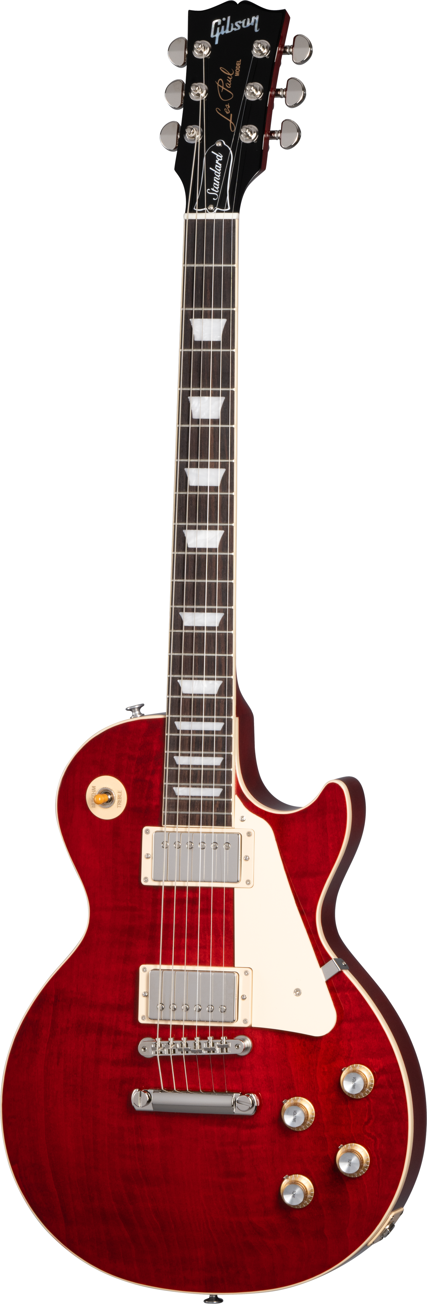 Full frontal of Gibson Les Paul Standard 60s Figured Top 60s Cherry.