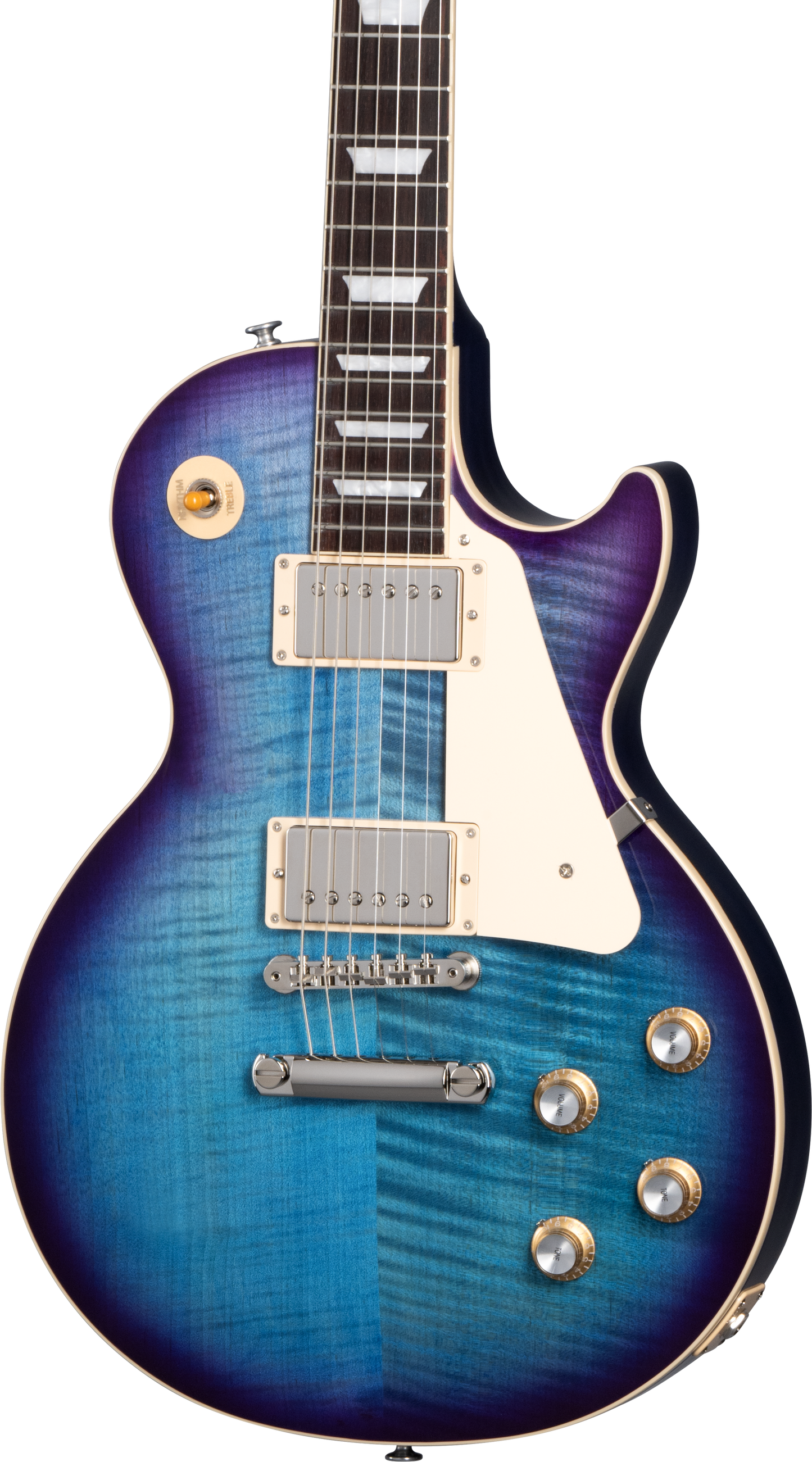 Front of Gibson Les Paul Standard 60s Figured Top Blueberry Burst.