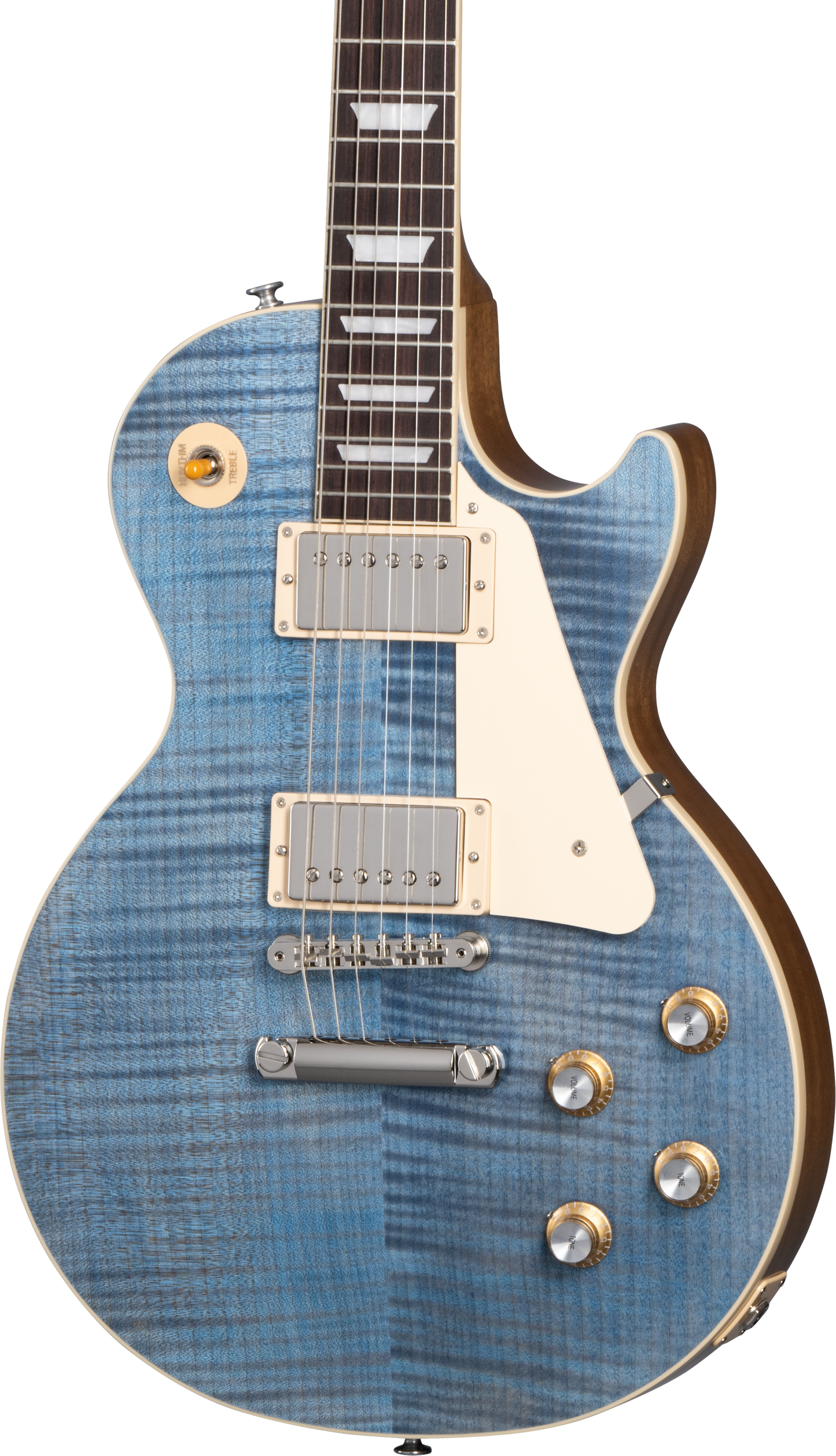 Front of Gibson Les Paul Standard 60s Figured Top Ocean Blue.