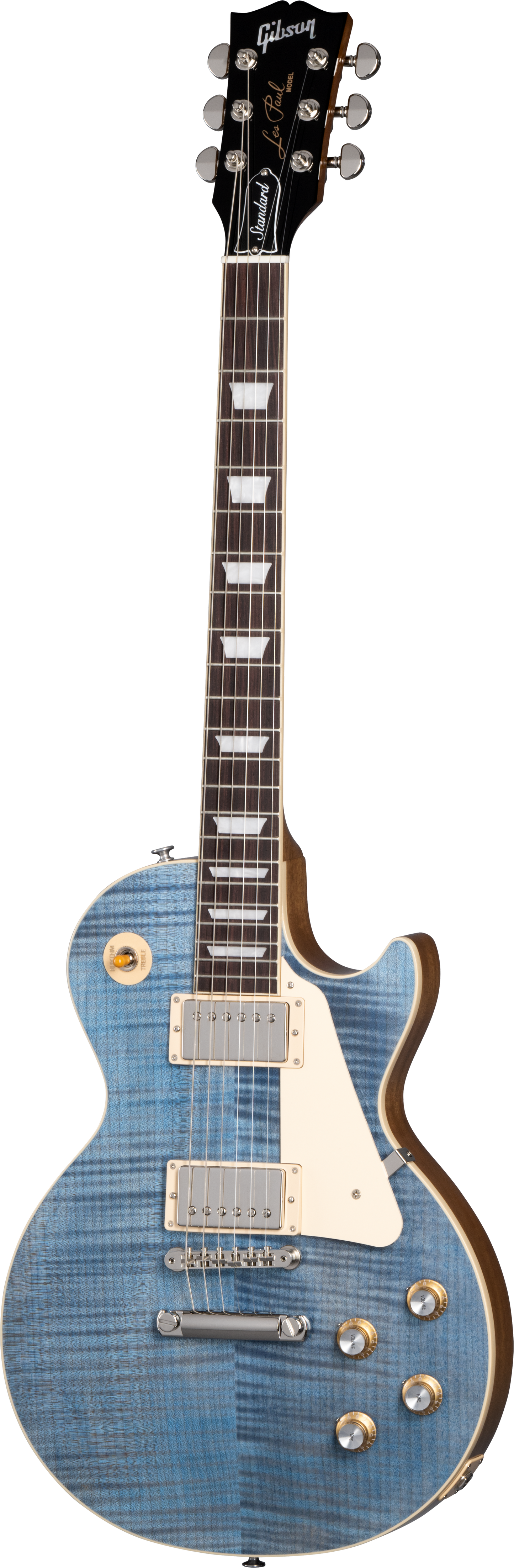 Full frontal of Gibson Les Paul Standard 60s Figured Top Ocean Blue.