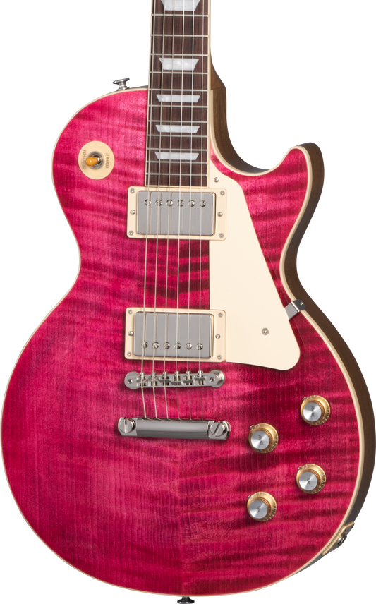 Front of Gibson Les Paul Standard 60s Figured Top Translucent Fuchsia.