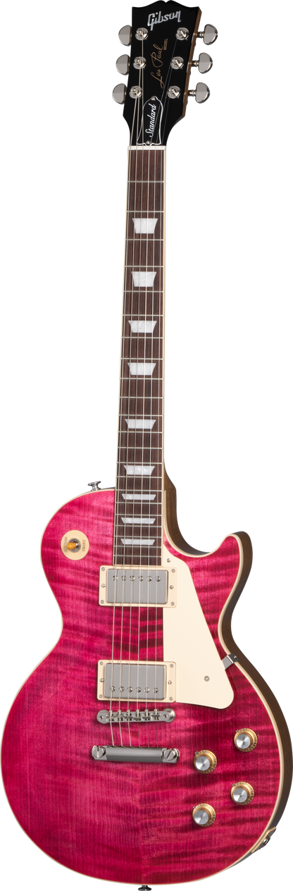 Full frontal of Gibson Les Paul Standard 60s Figured Top Translucent Fuchsia.