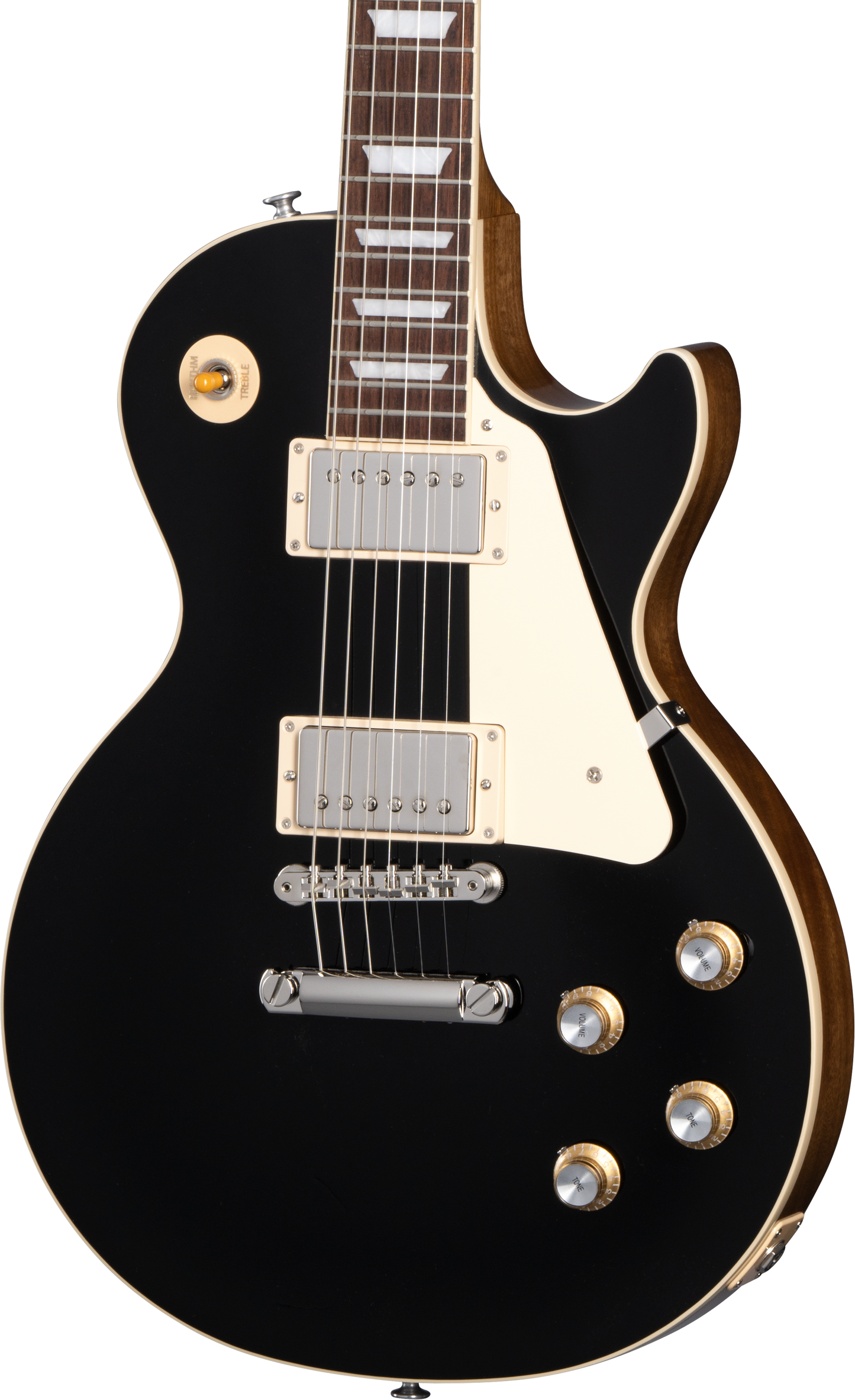 Front of Gibson Les Paul Standard 60s Plain Top Ebony Top.
