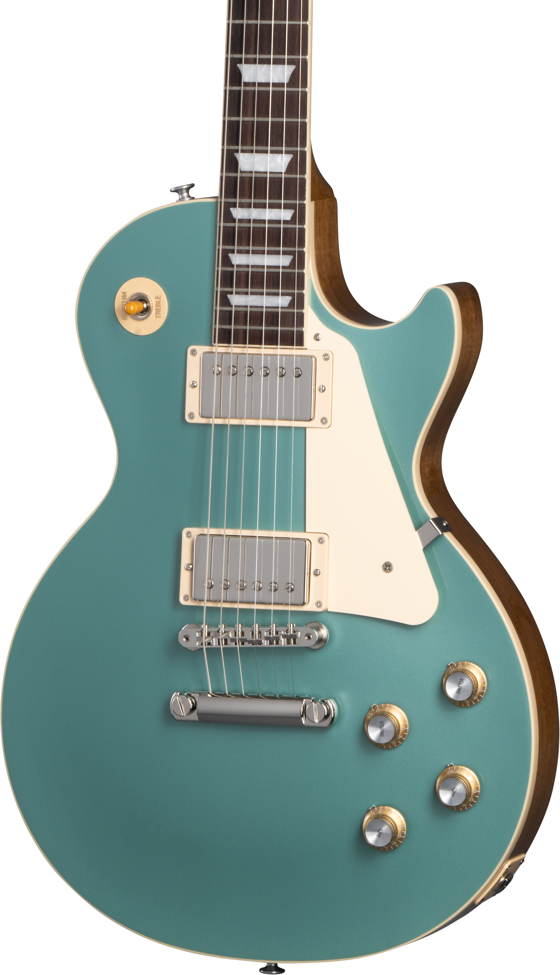 Front of Gibson Les Paul Standard 60s Plain Top Inverness Green Top.