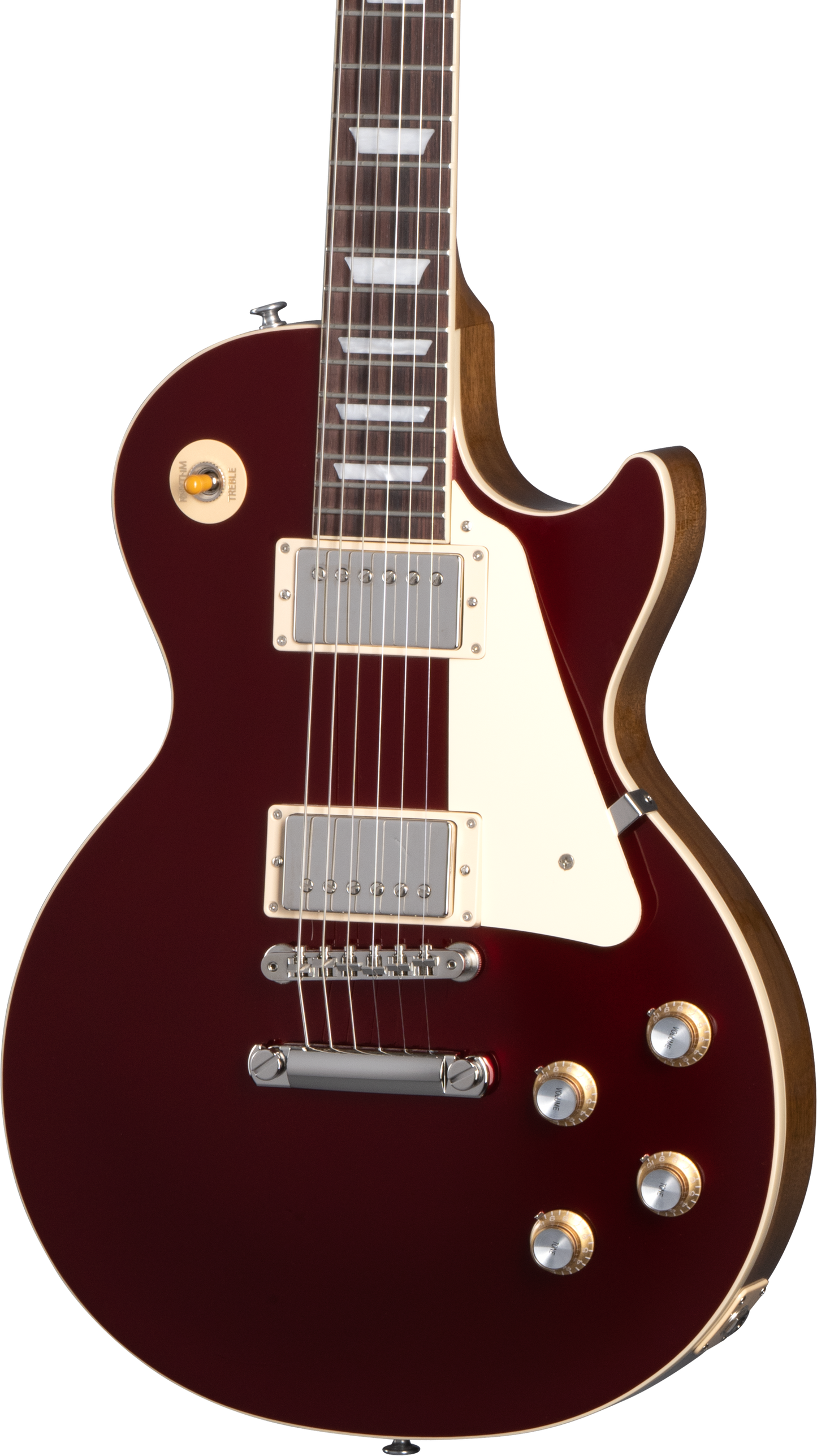 Front of Gibson Les Paul Standard 60s Plain Top Sparkling Burgundy Top.