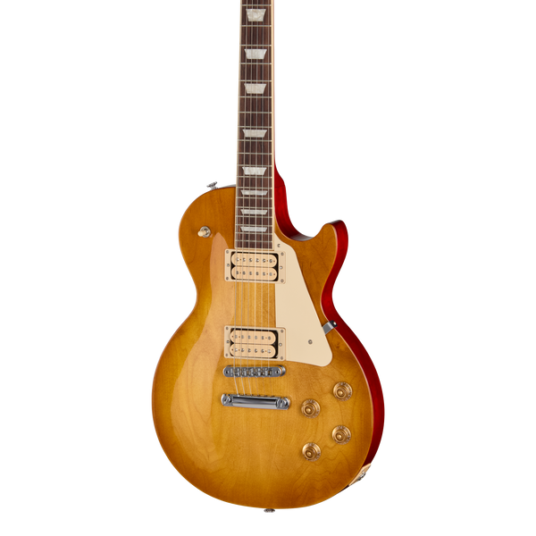 Front of Gibson Les Paul Studio Double Trouble Dirty Lemon Burst.