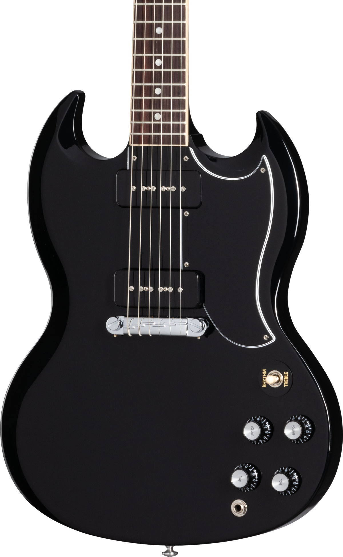 Front of Gibson SG Special Ebony.