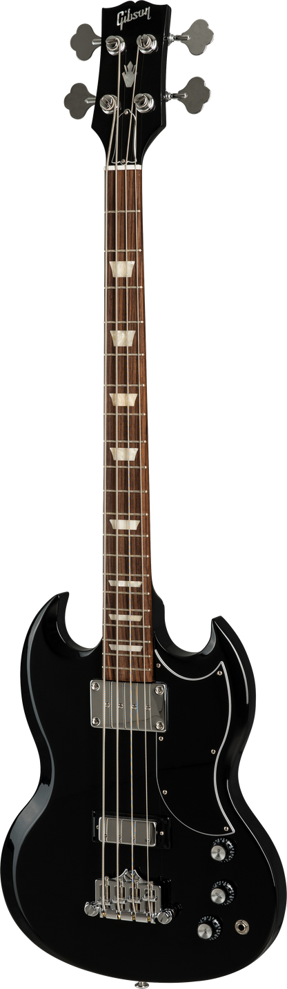 Full frontal of Gibson SG Standard Bass Ebony.