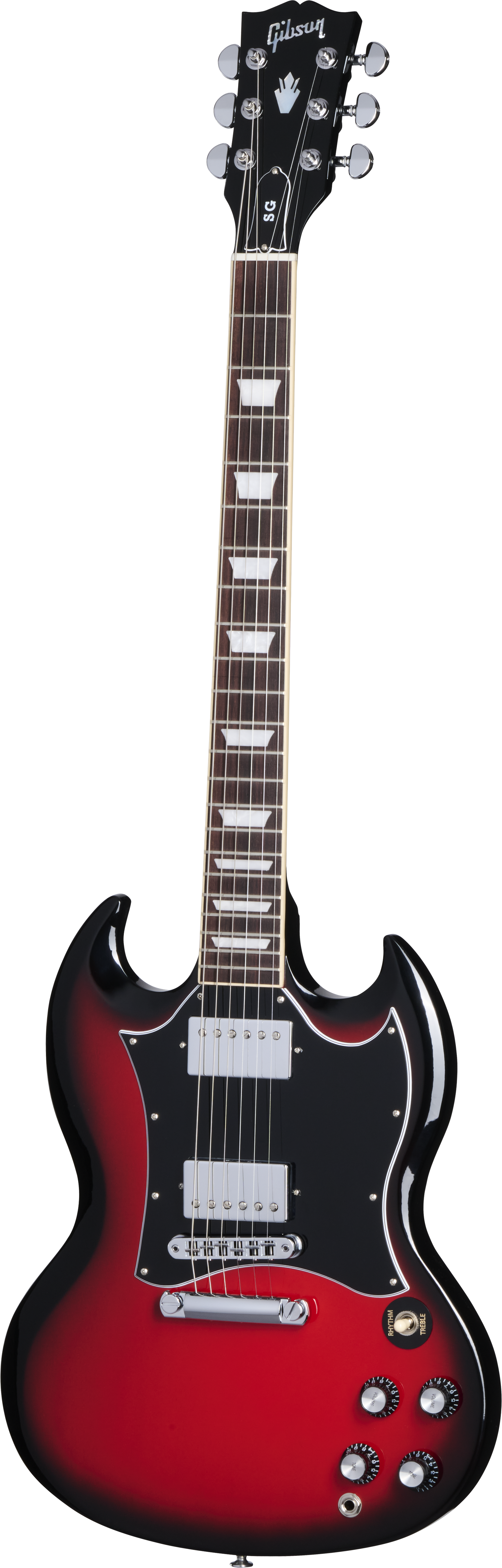Full frontal of Gibson SG Standard Cardinal Red Burst.