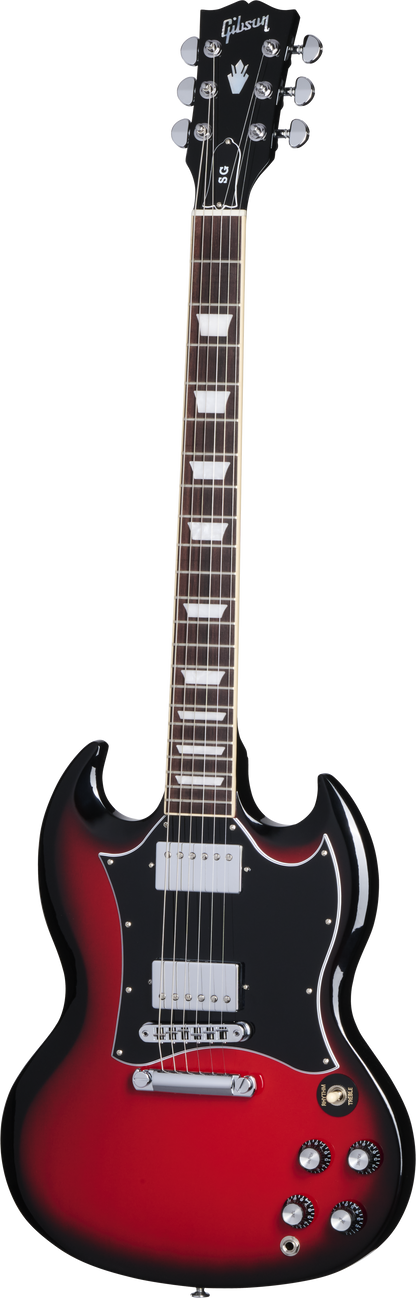 Full frontal of Gibson SG Standard Cardinal Red Burst.