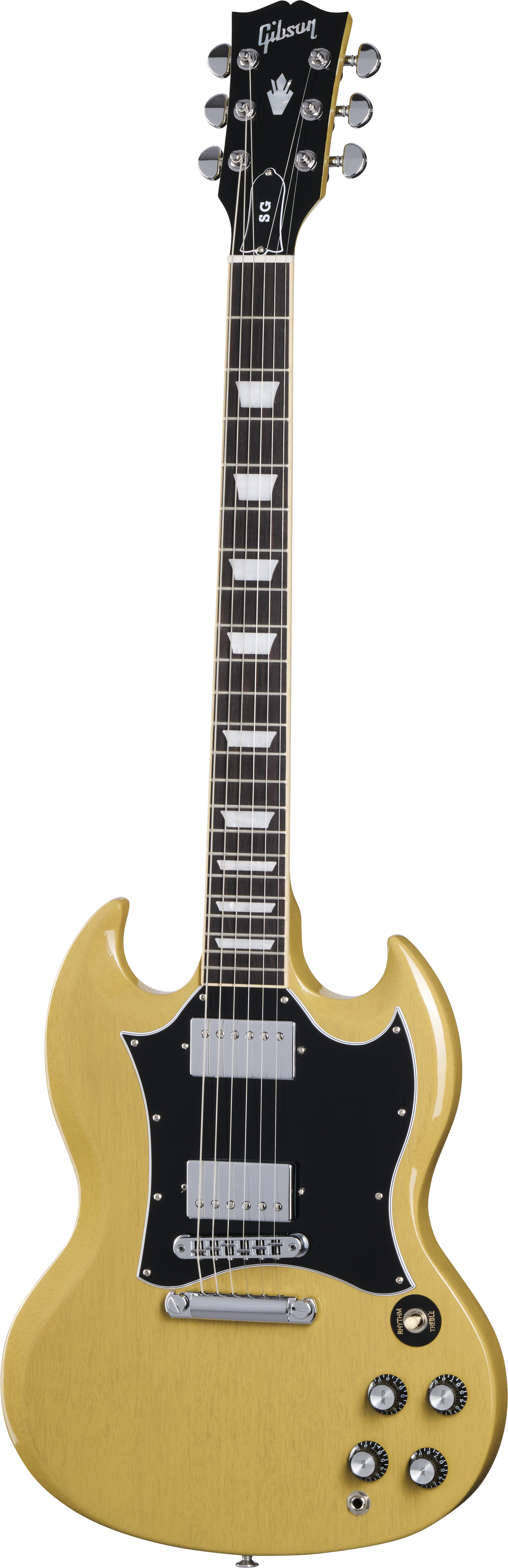 Full frontal of Gibson SG Standard TV Yellow.