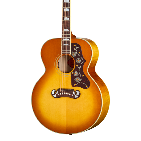 Front of Gibson SJ 200 60s Original Heritage Cherry Sunburst.