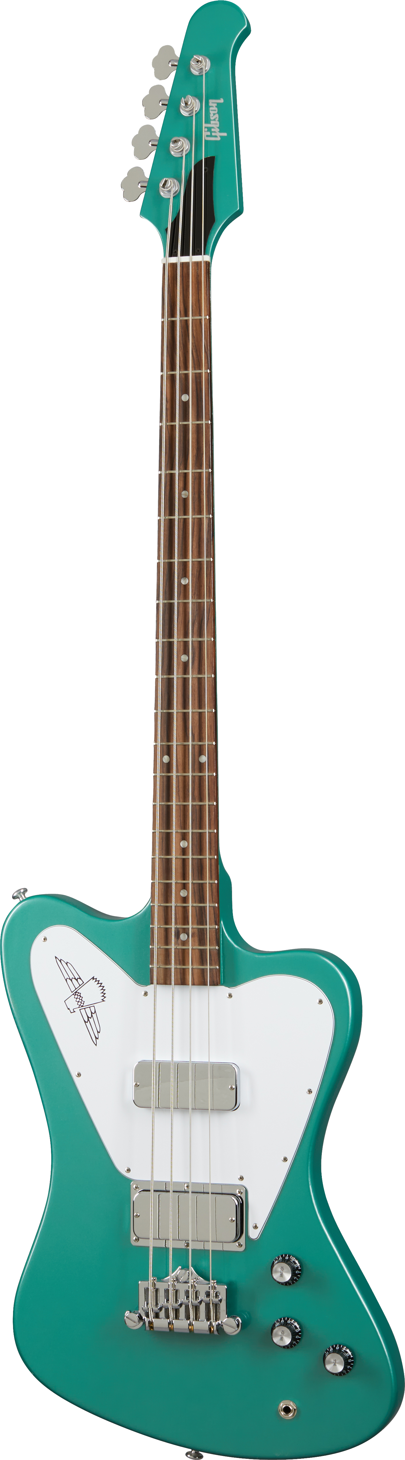 Full frontal of Gibson Thunderbird Bass Inverness Green Non-reverse Headstock.