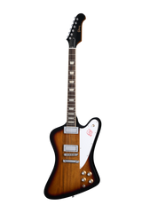 Full frontal of Gibson USA Firebird Platypus Tobacco Sunburst.