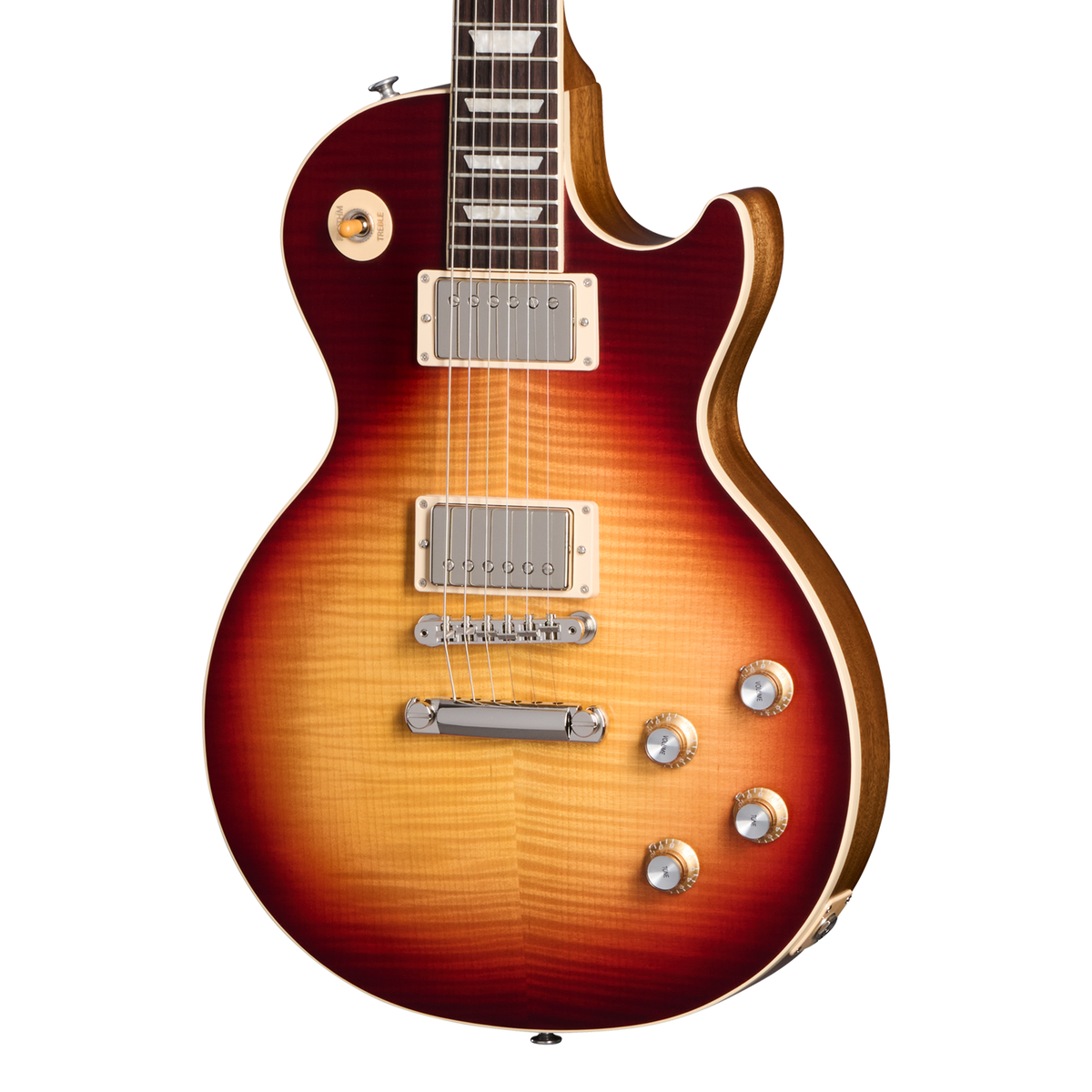 Front of Gibson USA Les Paul Standard 60s Faded Vintage Bourbon Burst.