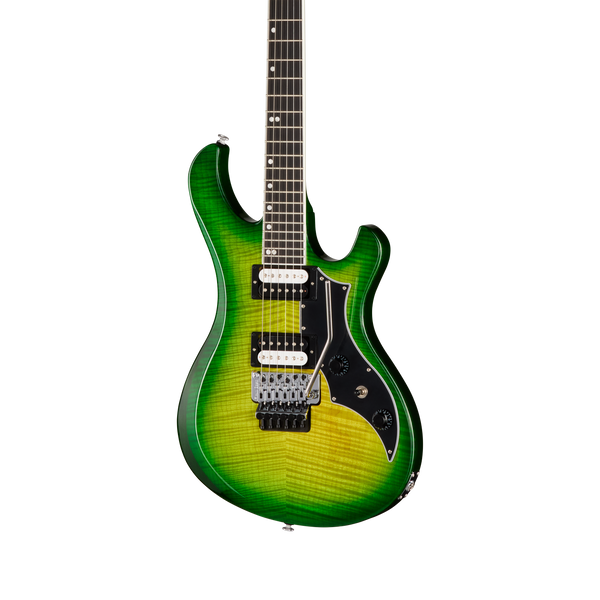 Front of Gibson Victory Floyd Rose Iguana Burst.