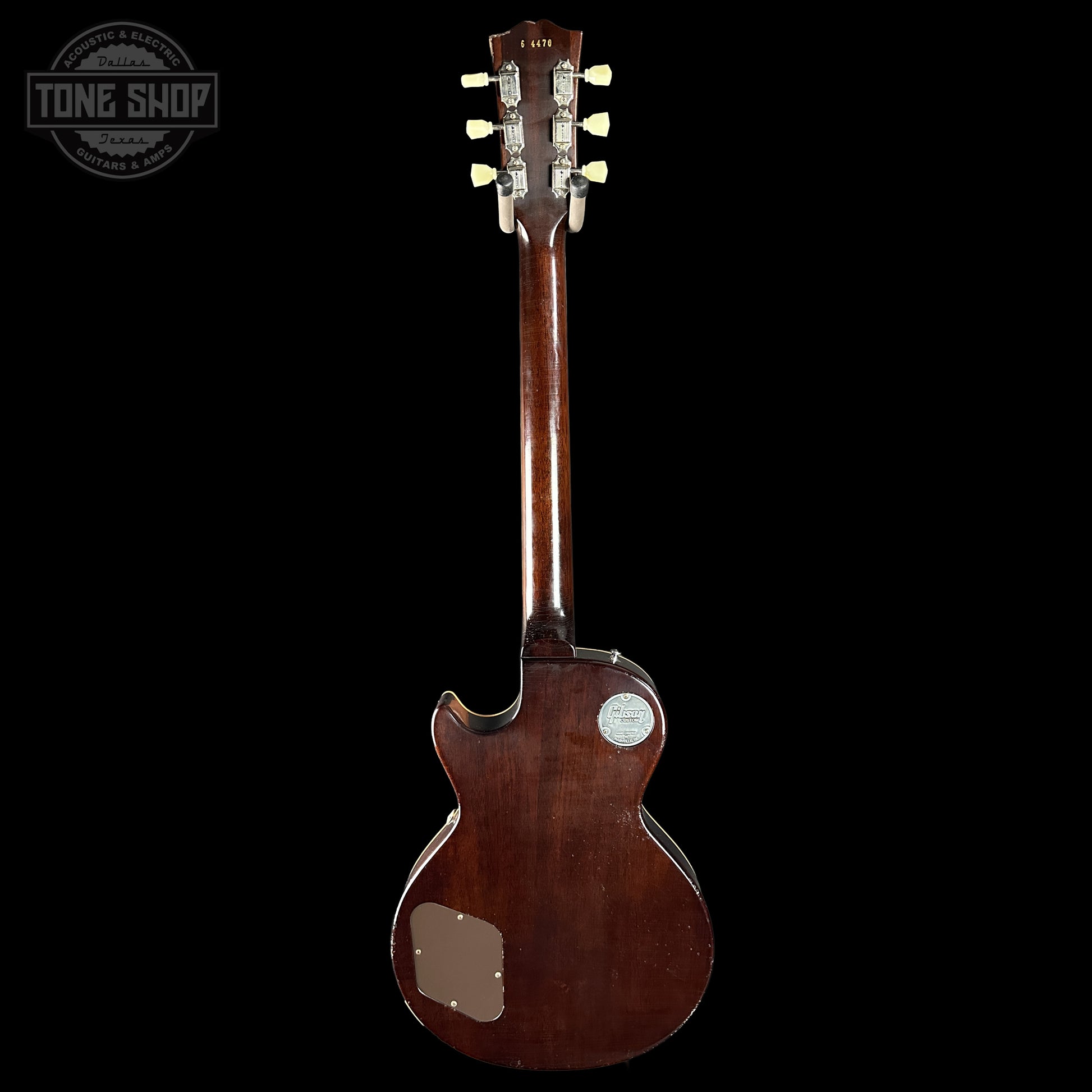 Back of Gibson Custom Dealer Select 1956 Les Paul Chambered Goldtop Aged 64470.