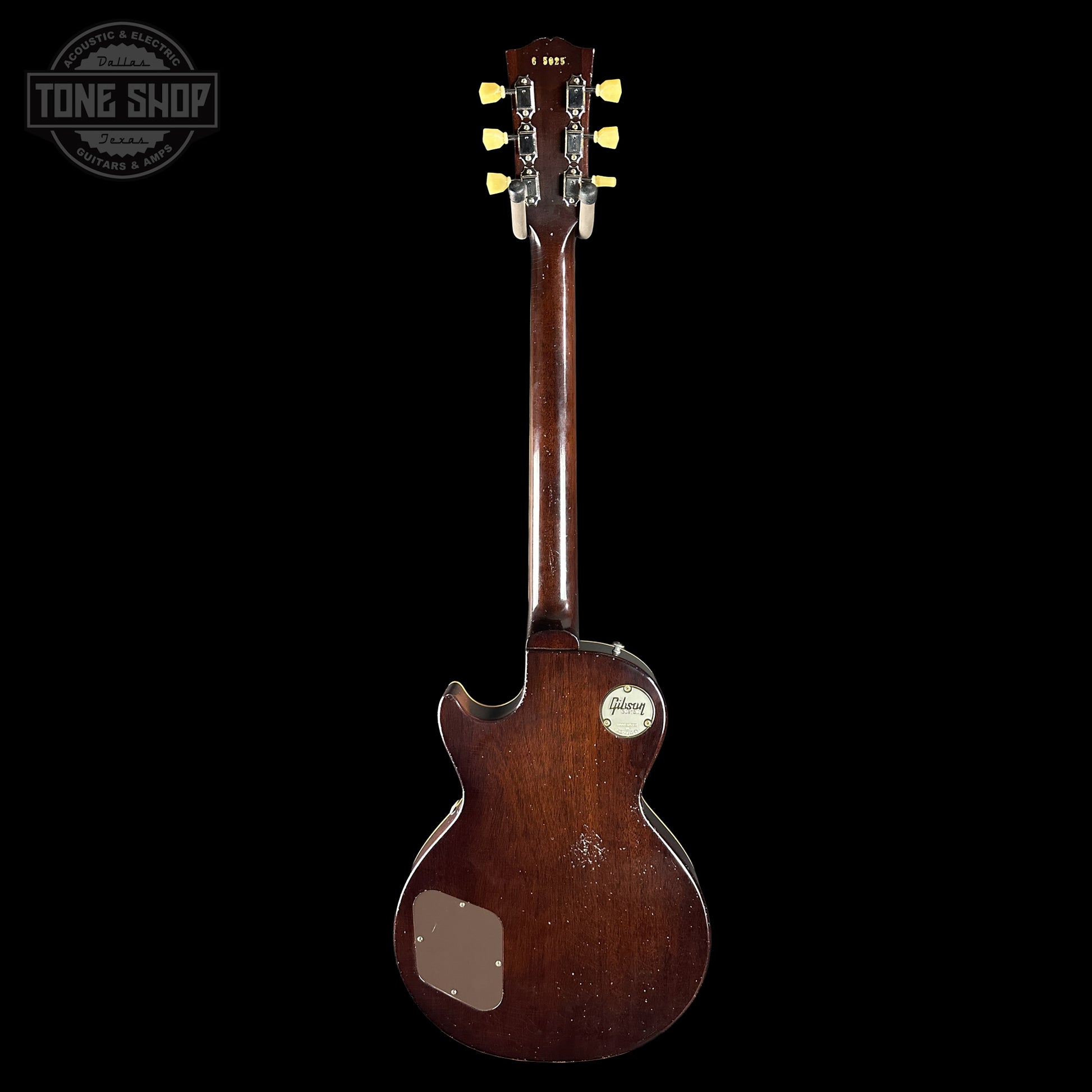 Back of Gibson Custom Dealer Select 1956 Les Paul Chambered Goldtop Aged 65025.
