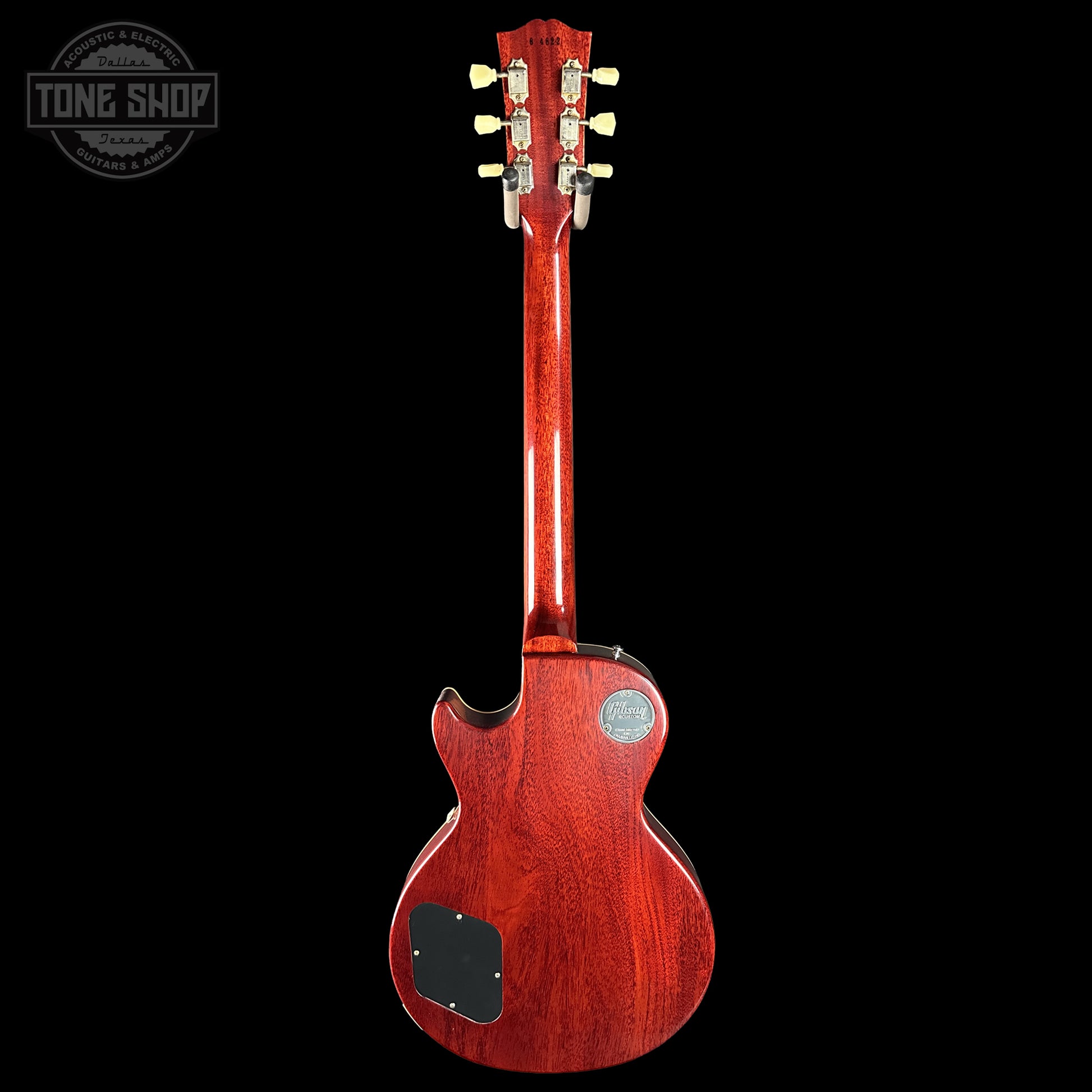 Back of Gibson Custom Dealer Select 1958 Les Paul Chambered Golden Poppy VOS 84822.