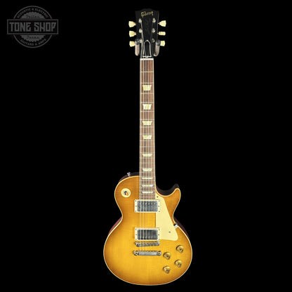 Full frontal of Gibson Custom Dealer Select 1958 Les Paul Chambered Golden Poppy VOS 84822.