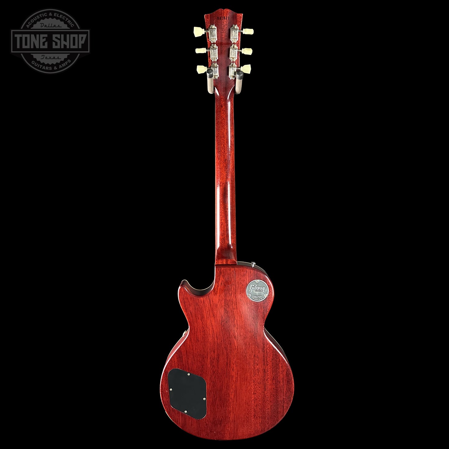 Back of Gibson Custom Dealer Select 1959 Les Paul Chambered Lemon Burst Light Aged 941840.