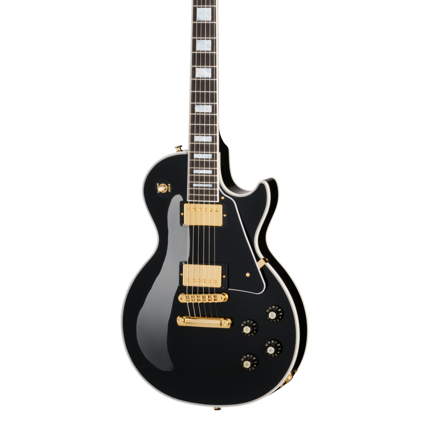 Front of Gibson Les Paul Custom 70s Ebony.