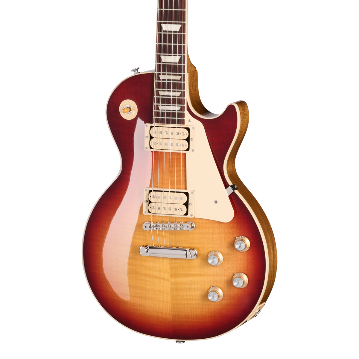 Front of Gibson Les Paul Standard 60s Double Trouble Vintage Bourbon Burst Gloss.