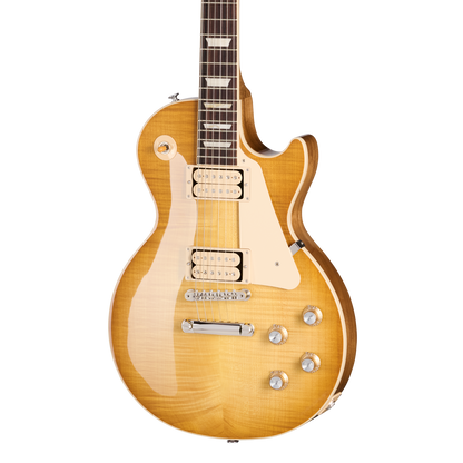 Front of Gibson Les Paul Standard 60s Double Trouble Vintage Honey Burst Gloss.