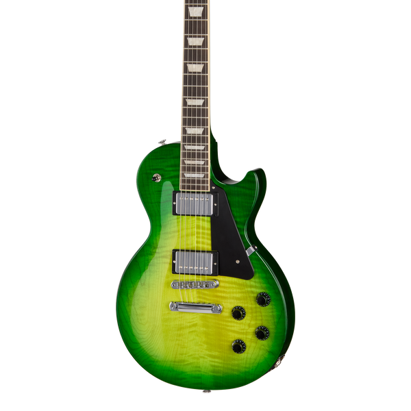 Front of Gibson Les Paul Studio Session Iguana Burst.