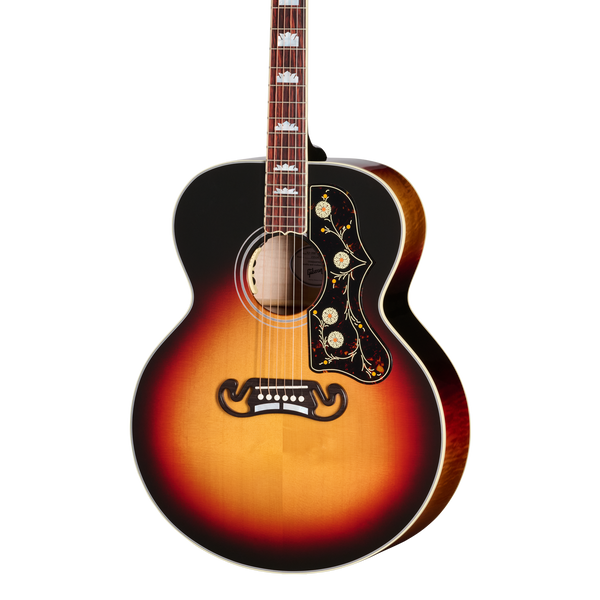 Front of Gibson SJ-200 Standard Maple Tri Burst.