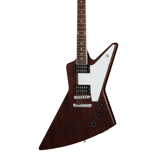 Front of Gibson USA 70s Explorer Dark Walnut.