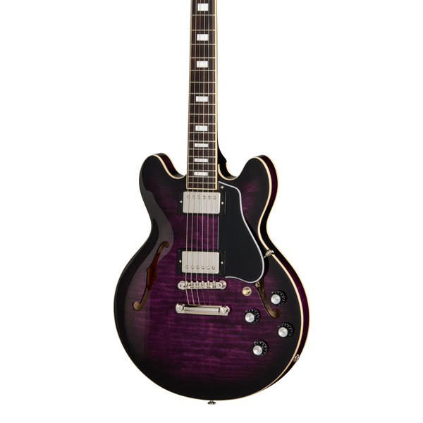 Front of Gibson USA ES 339 Figured Dark Purple Burst.