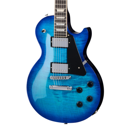 Front of Gibson USA Les Paul Studio Session Cobalt Burst.