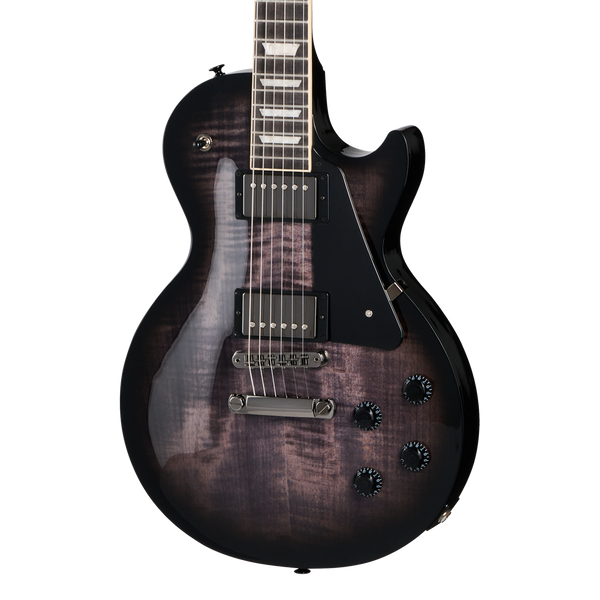 Front of Gibson USA Les Paul Studio Session Translucent Ebony Burst.
