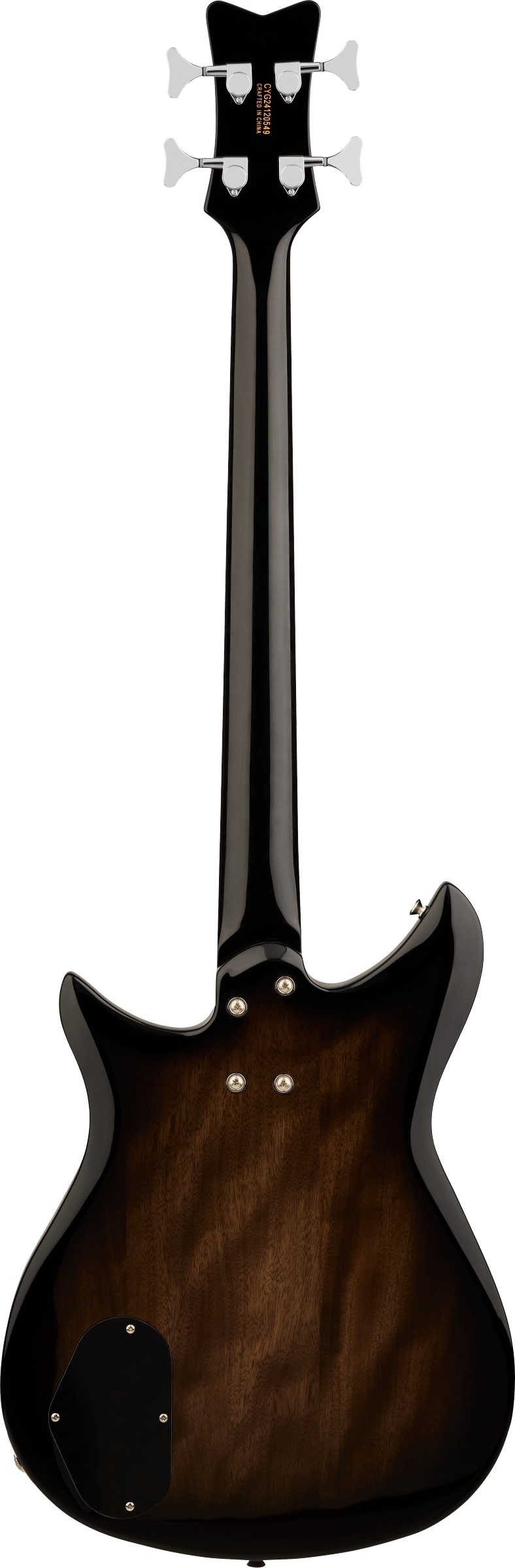 Back of Gretsch Electromatic CVT Bass Double-Cut Bristol Fog.