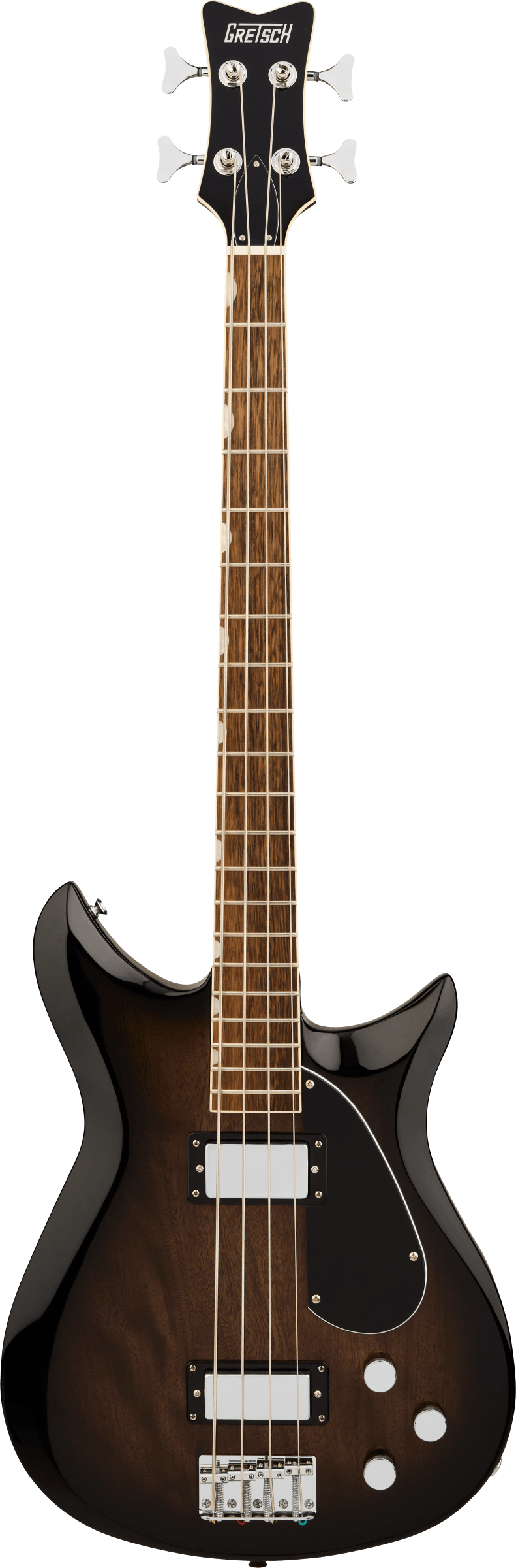 Full frontal of Gretsch Electromatic CVT Bass Double-Cut Bristol Fog.