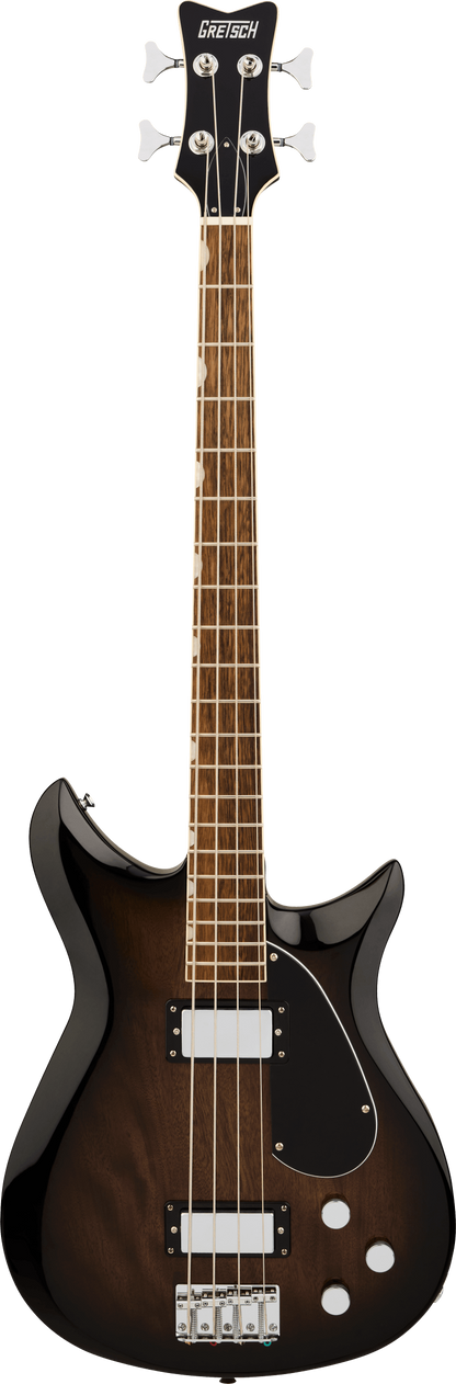 Full frontal of Gretsch Electromatic CVT Bass Double-Cut Bristol Fog.