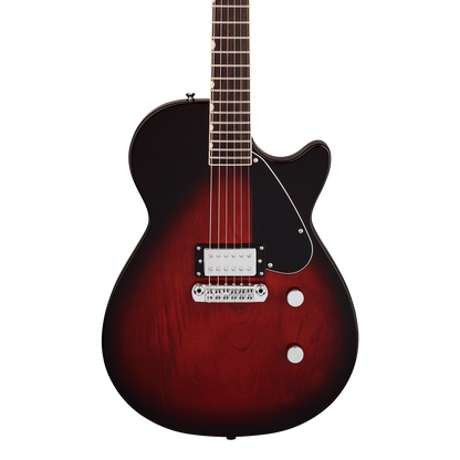 Front of Gretsch Electromatic Jet Club 1 Pickup Claret Burst.
