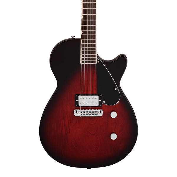 Front of Gretsch Electromatic Jet Club 1 Pickup Claret Burst.