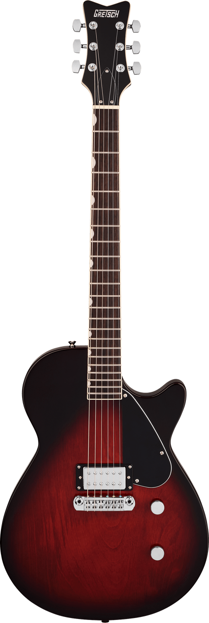 Full frontal of Gretsch Electromatic Jet Club 1 Pickup Claret Burst.