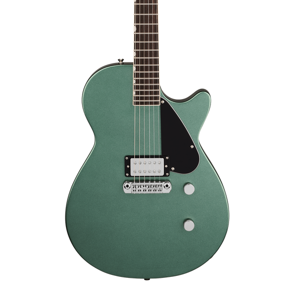 Front of Gretsch Electromatic Jet Club 1 Pickup Steel Olive.