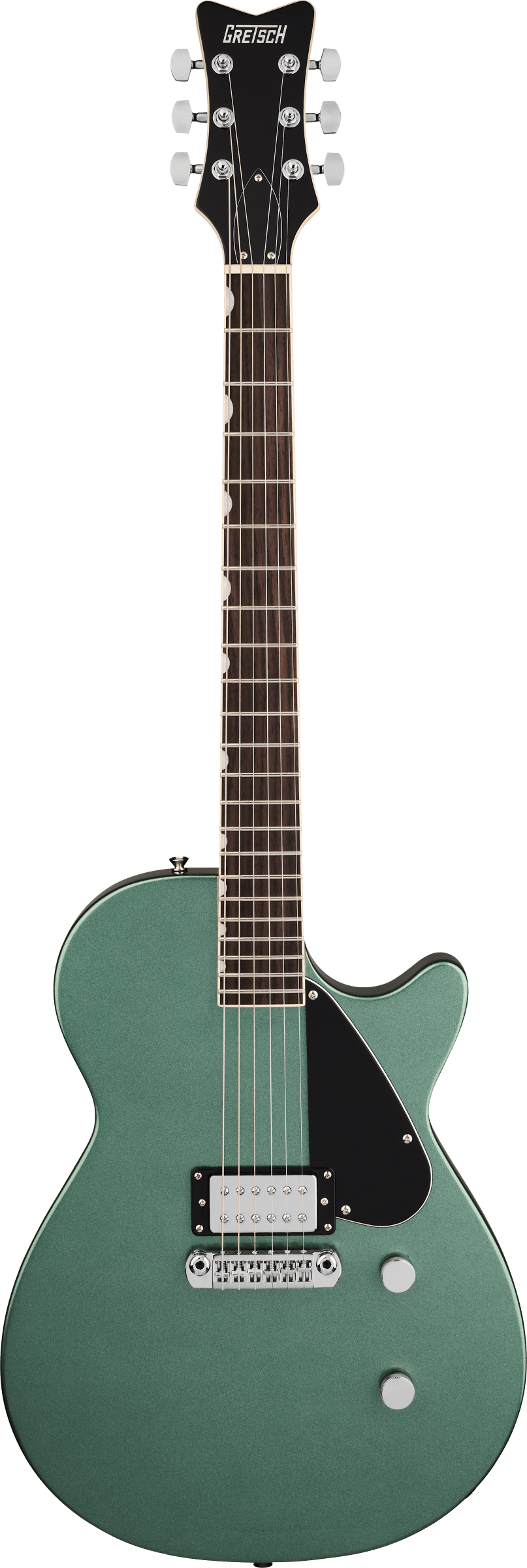 Full frontal of Gretsch Electromatic Jet Club 1 Pickup Steel Olive.