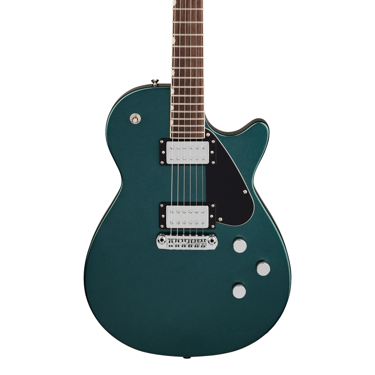 Front of Gretsch Electromatic Jet Club Druid Green.
