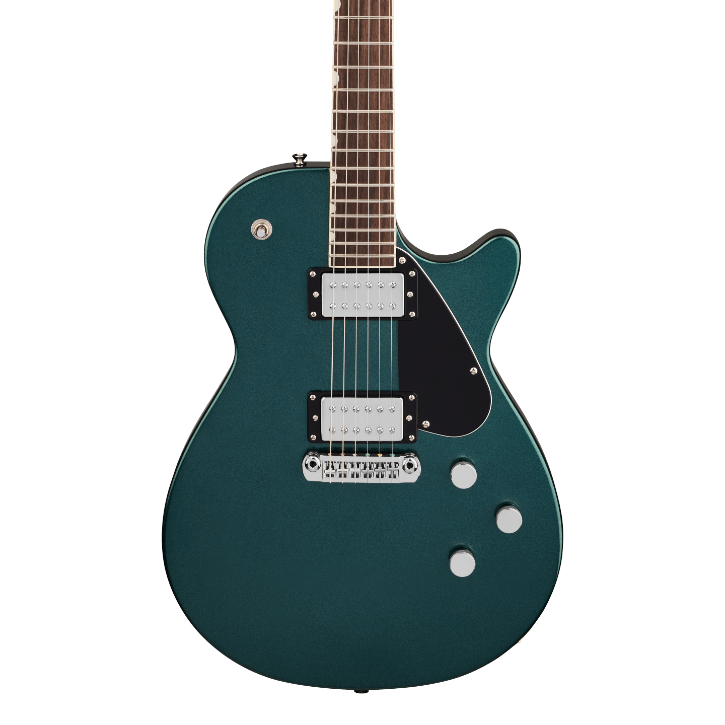 Front of Gretsch Electromatic Jet Club Druid Green.