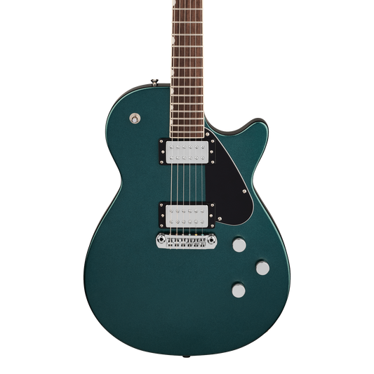 Front of Gretsch Electromatic Jet Club Druid Green.