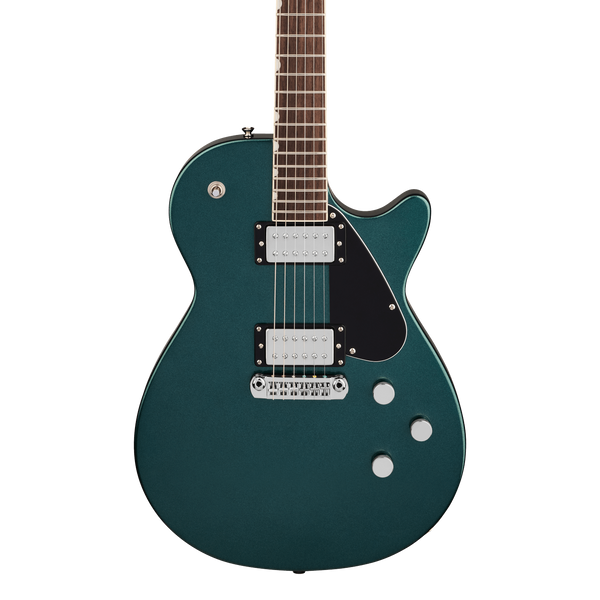 Front of Gretsch Electromatic Jet Club Druid Green.