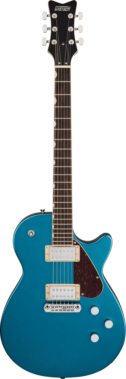 Full frontal of Gretsch Electromatic Jet Club Riviera Blue.