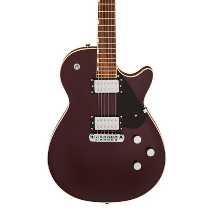 Front of Gretsch Electromatic Jet Dark Cherry Metallic.
