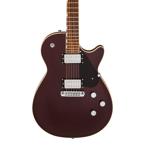 Front of Gretsch Electromatic Jet Dark Cherry Metallic.